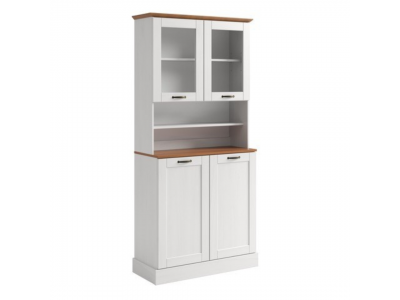 Balcão duas portas com oratória na cor branco lavado com honey / coleção Alma